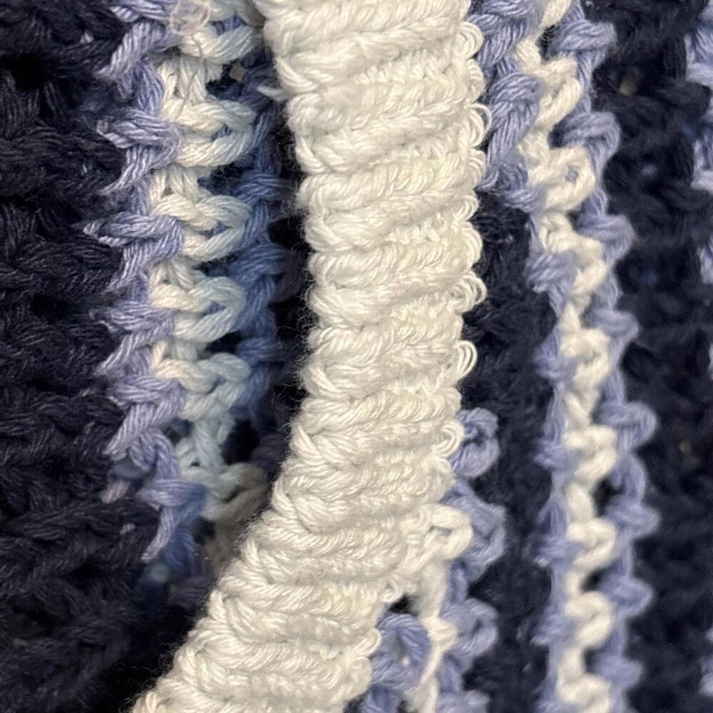 Free People Blue and White Crochet Stripe Sweater - Picture 8 of 12